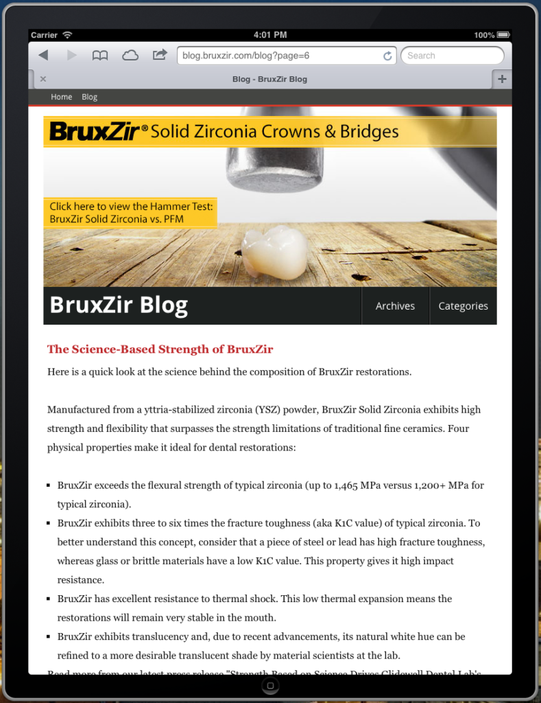 Screenshot of the BruxZir blog frontend