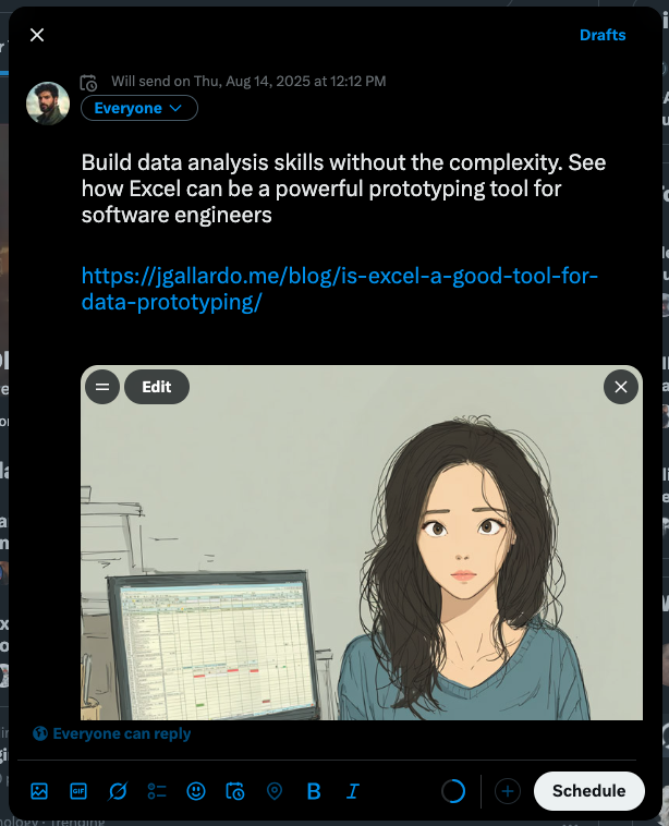 screenshot of a scheduled post ready to be edited.